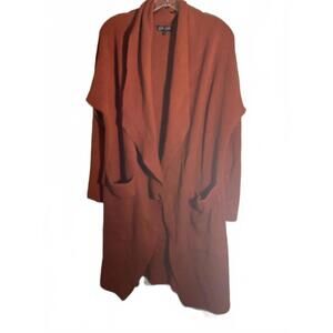 On 12th Oversized Longline Rust Wrap Cardigan with Pockets Large